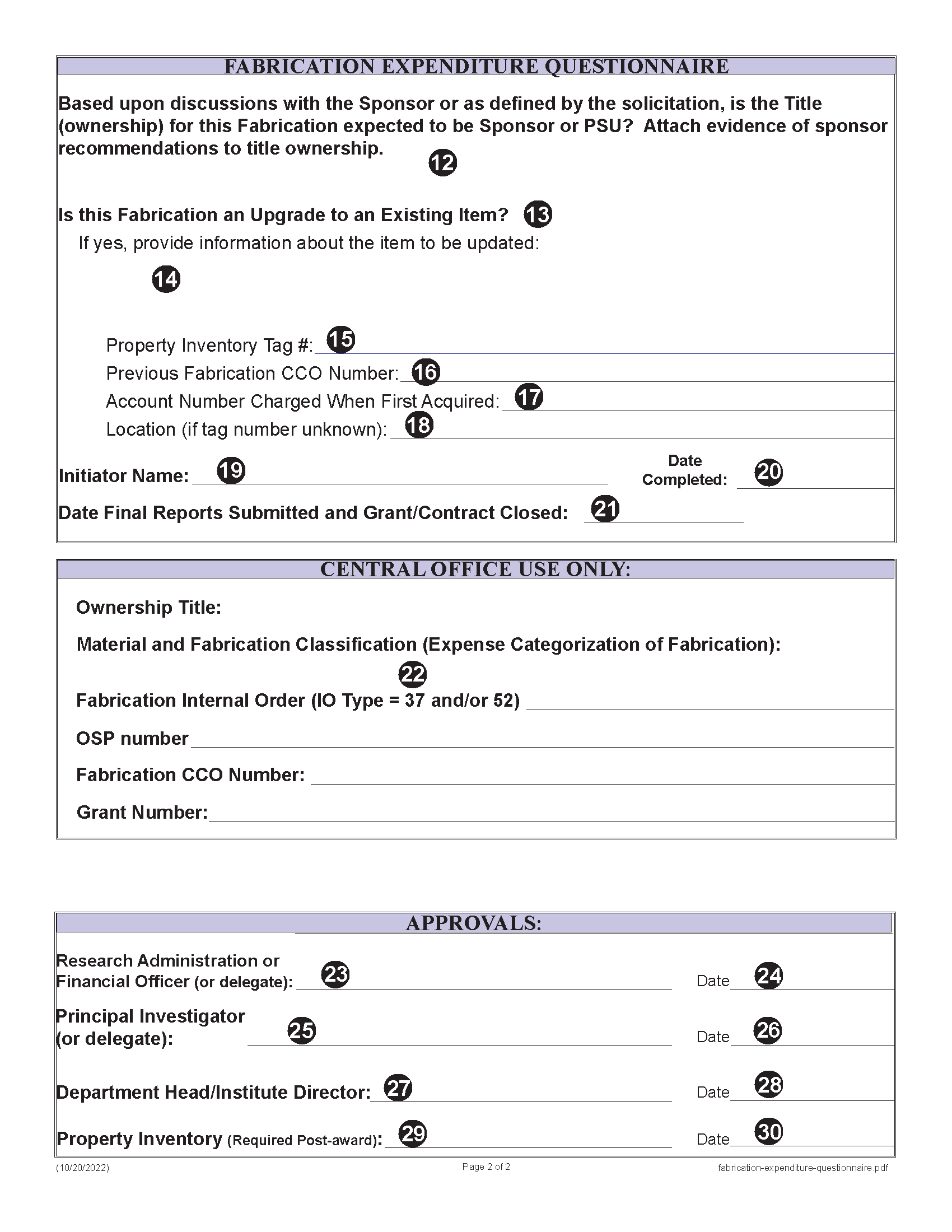 Image of Fabrication Expenditure Questionnaire Exhibit Page 2